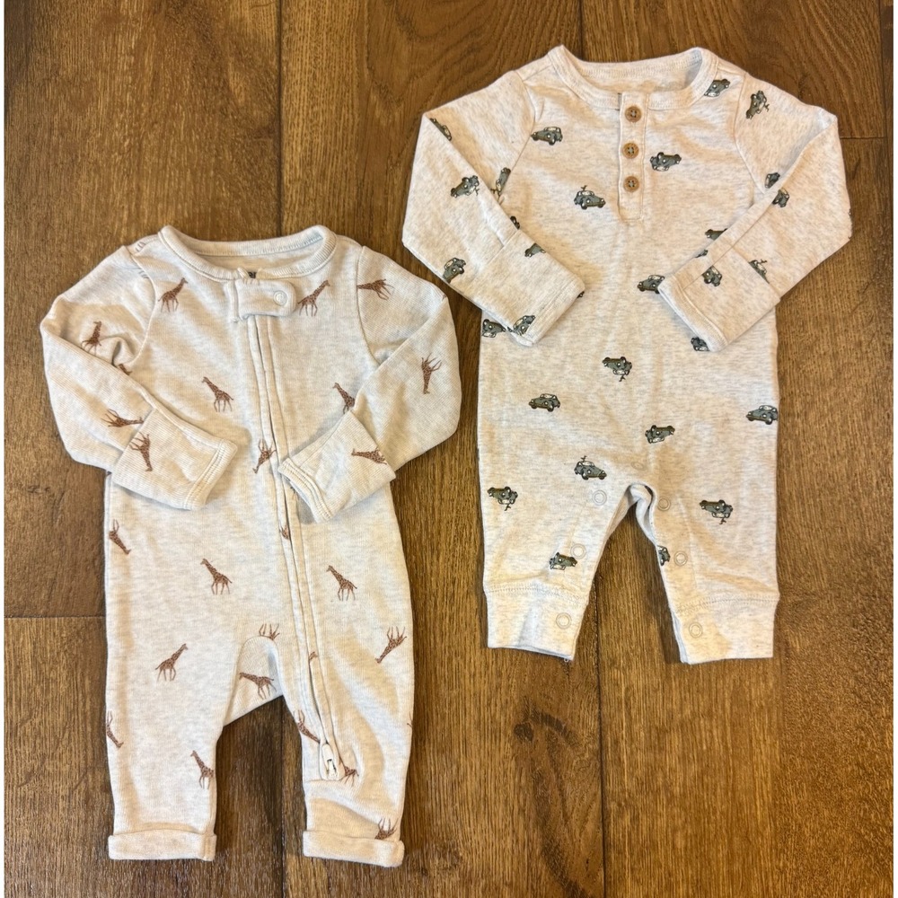 Carters Baby Boy Outfits Newborn Rompers Clothes Lot Long Sleeve Tractor Giraffe